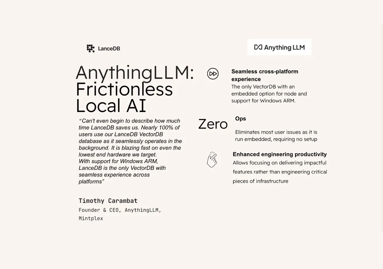 AnythingLLM's Competitive Edge: LanceDB for Seamless RAG and Agent Workflows